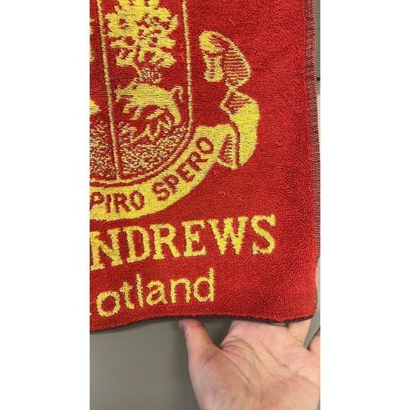 Vintage St. Andrews Scotland Red The Old Course Golf Towel Red Yellow 17"x14” - Picture 8 of 10